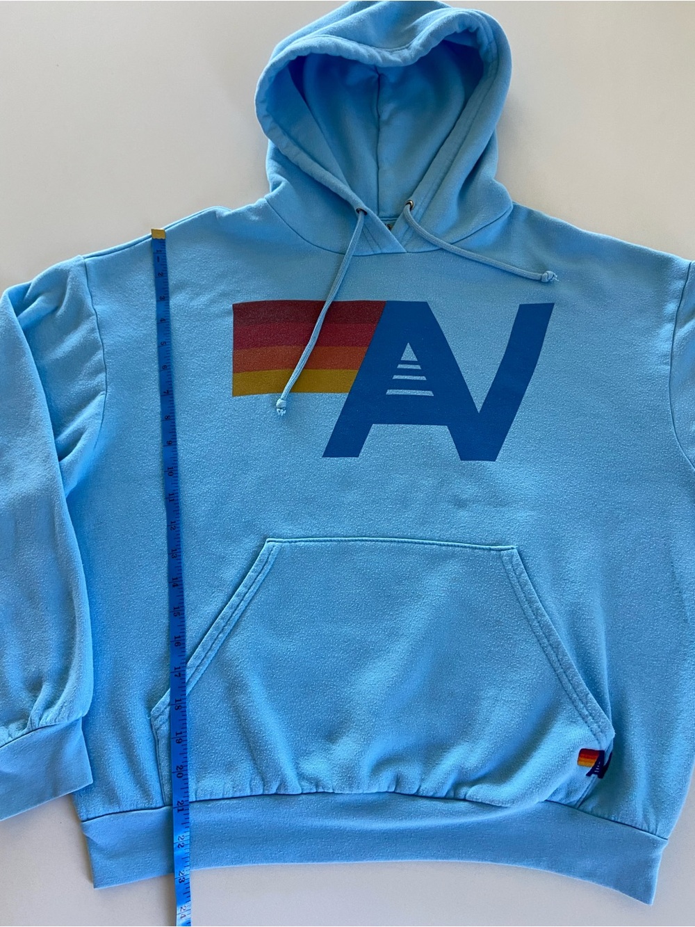 AVIATOR NATION Logo Hoodie in Light Blue 🌈 Unisex XS - Picture 16 of 17